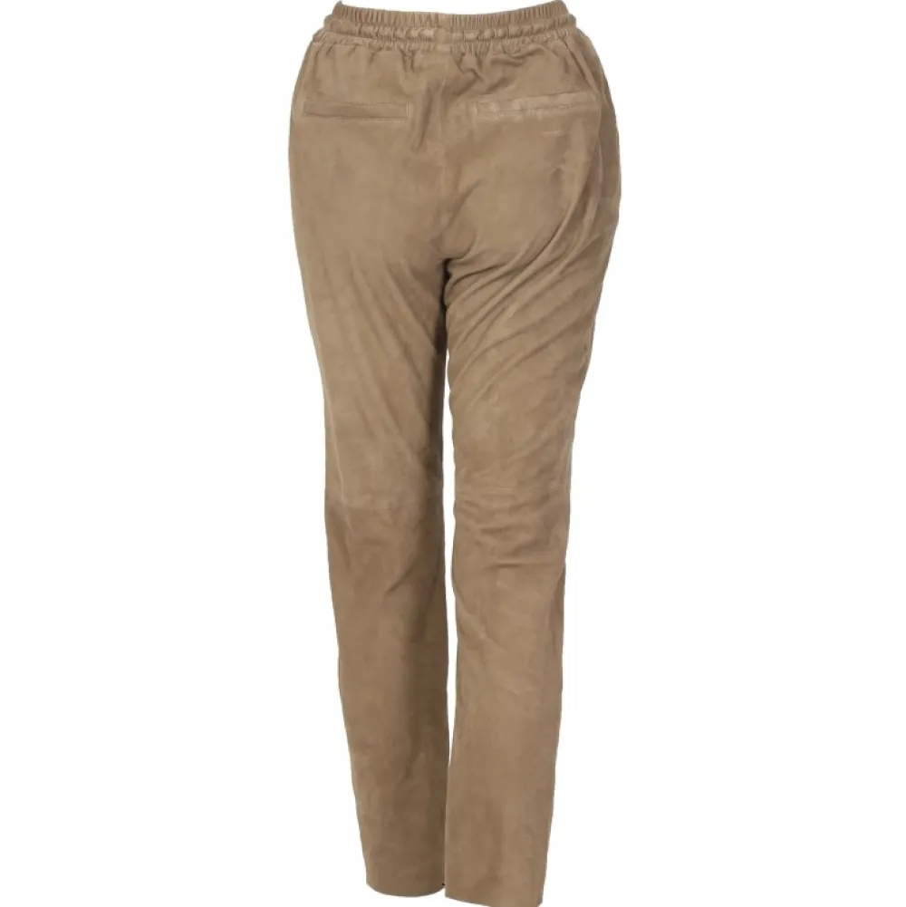 Gift Marron Clair - Pantalon Jogpant Cuir Veritable Chevre Velours^OAKWOOD Best Sale