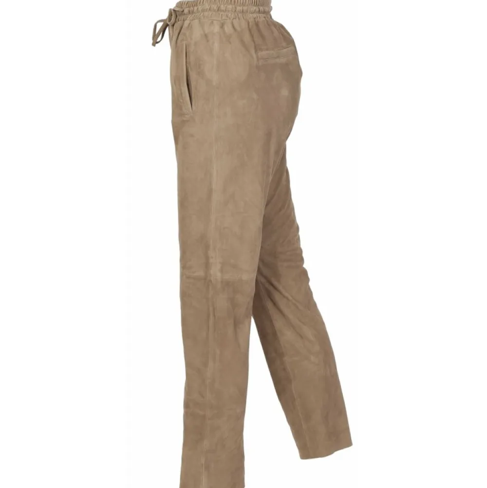 Gift Marron Clair - Pantalon Jogpant Cuir Veritable Chevre Velours^OAKWOOD Best Sale