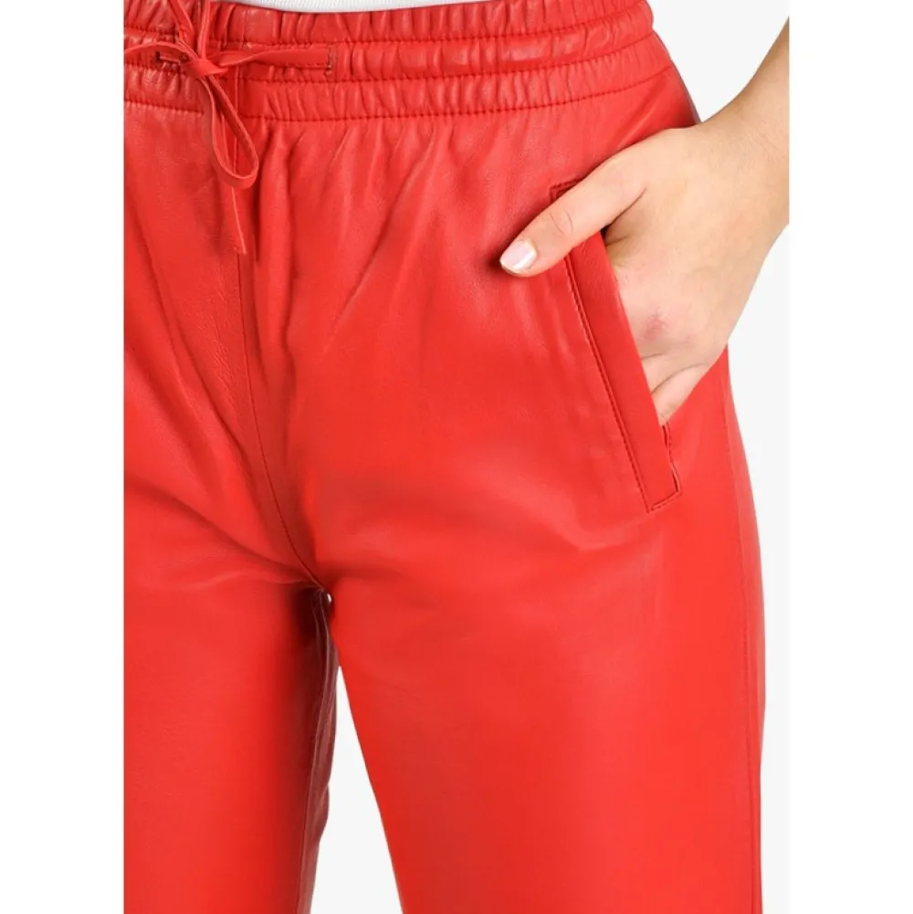 Gift Rouge Fonce - Pantalon Jogpant Cuir Veritable^OAKWOOD Clearance