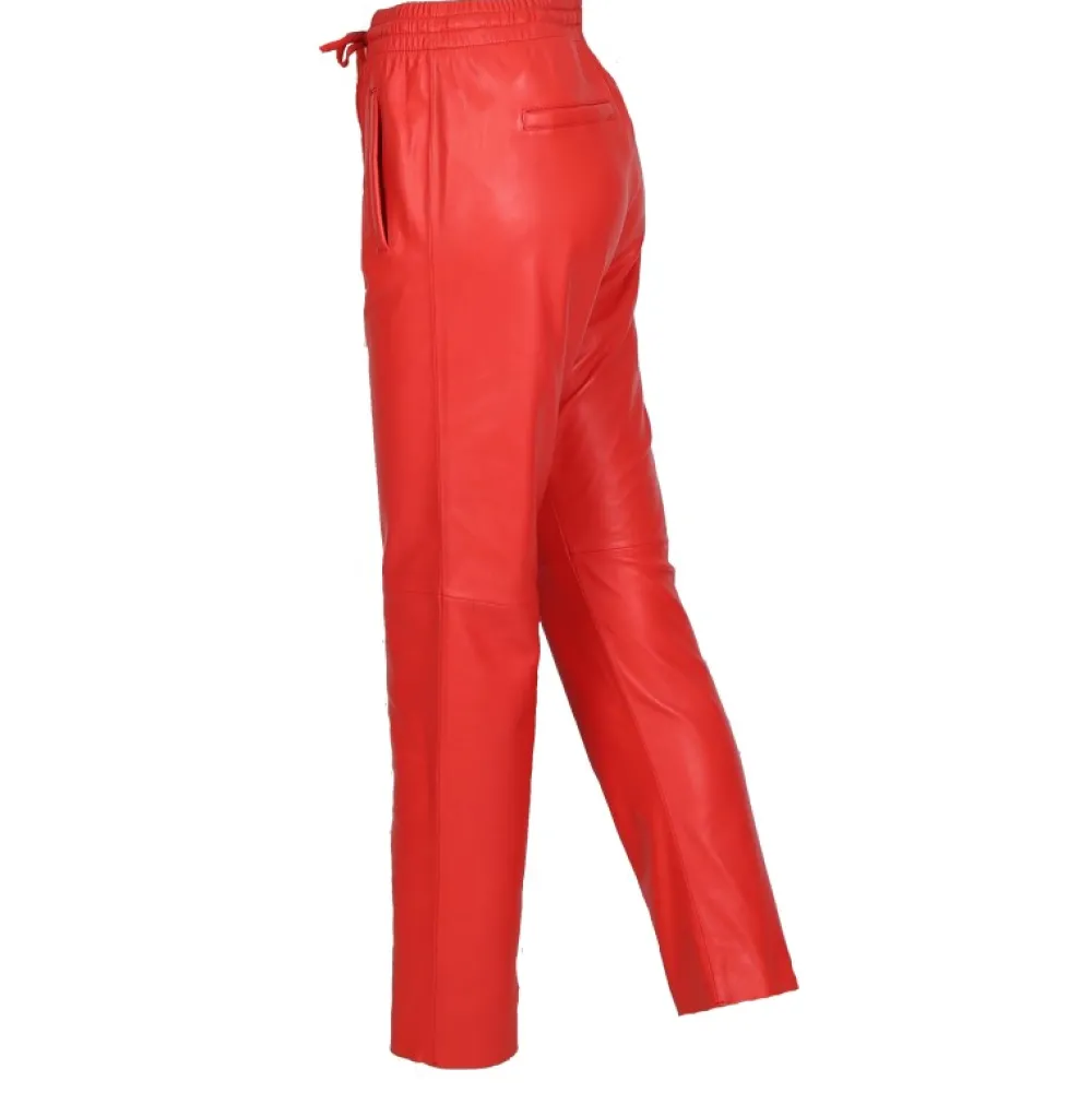 Gift Rouge Fonce - Pantalon Jogpant Cuir Veritable^OAKWOOD Clearance