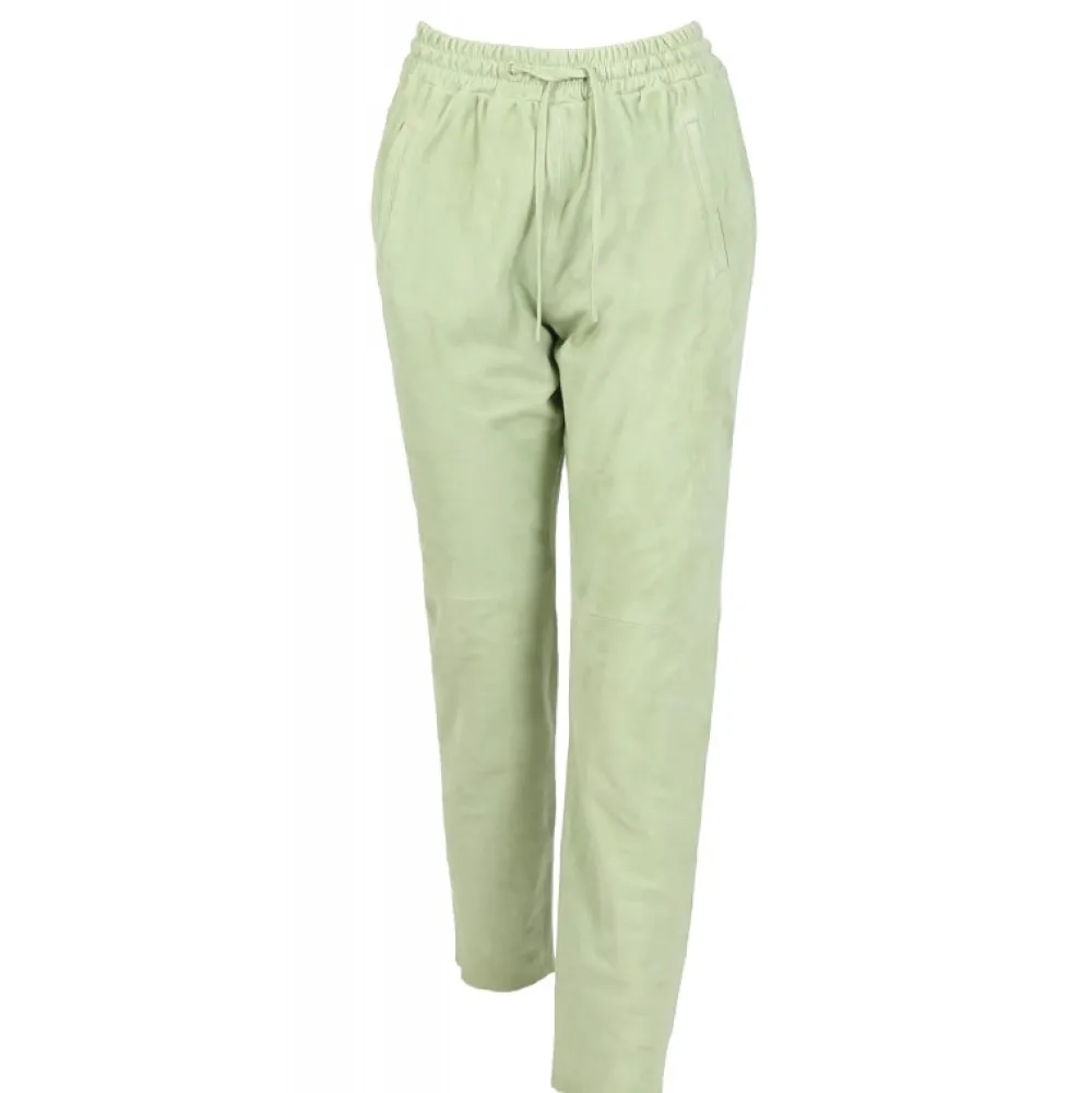 Gift Vert Clair - Pantalon Jogpant Cuir Veritable Chevre Velours^OAKWOOD Sale