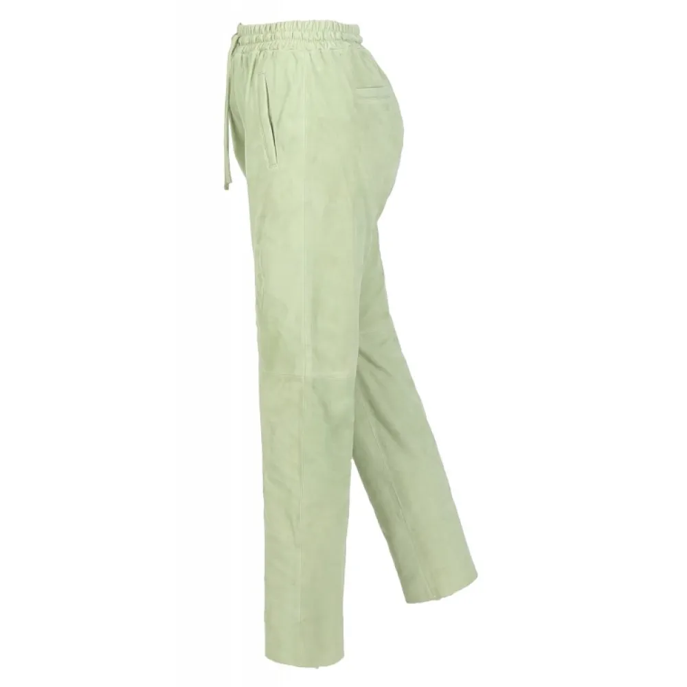 Gift Vert Clair - Pantalon Jogpant Cuir Veritable Chevre Velours^OAKWOOD Sale
