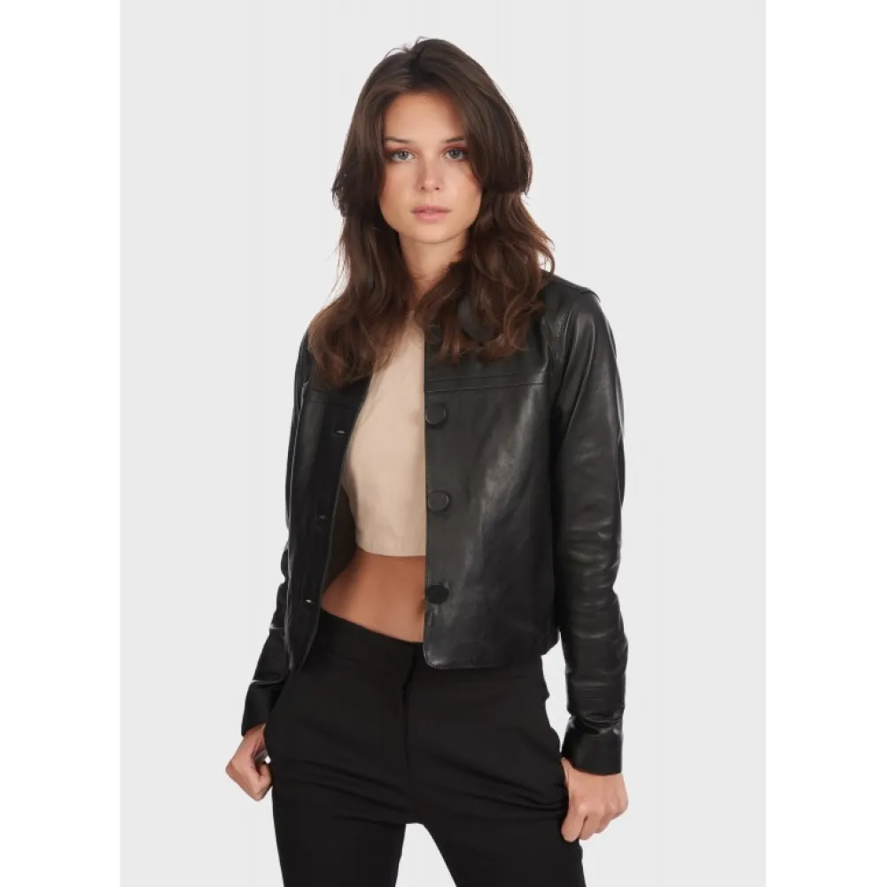 Grace Noir - Veste Courte En Cuir Veritable^OAKWOOD Discount