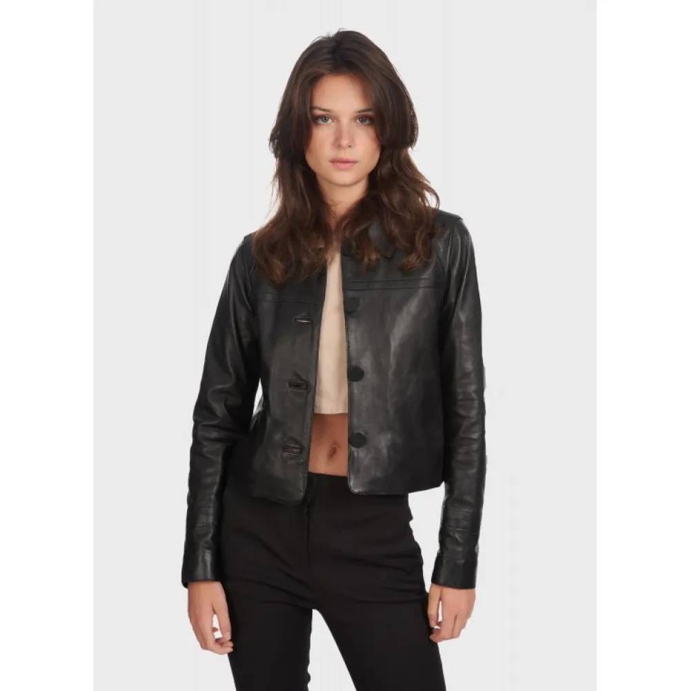 Grace Noir - Veste Courte En Cuir Veritable^OAKWOOD Discount