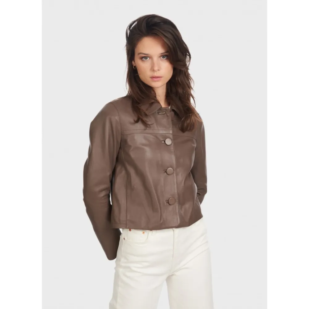 Grace Smoke - Veste Courte En Cuir Veritable^OAKWOOD Fashion