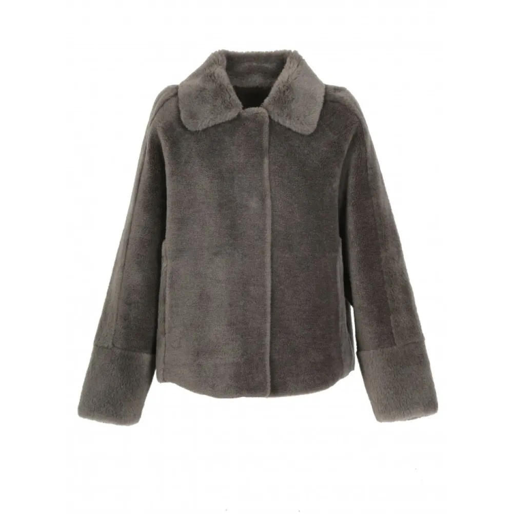 Helen Kaki Fonce - Veste Reversible Effet Peau Lainee^OAKWOOD Discount