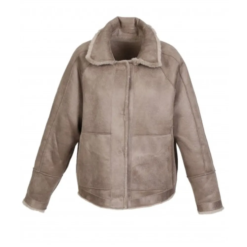 Helen Taupe - Veste Reversible Effet Peau Lainee^OAKWOOD New