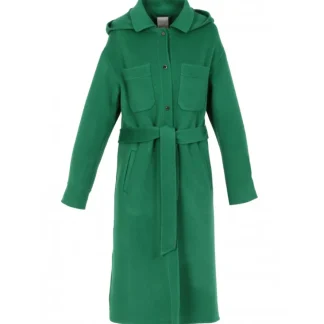 Impulsion Vert - Manteau Long Oversize En Laine Melangee Capuche Amovible & Ceinture A Nouer^OAKWOOD Cheap