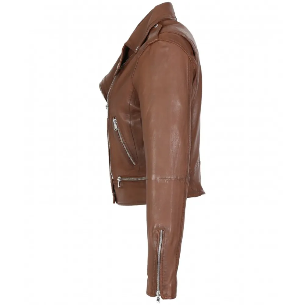 Kyoto Tan - Blouson En Cuir Veritable Effet Lave^OAKWOOD Fashion