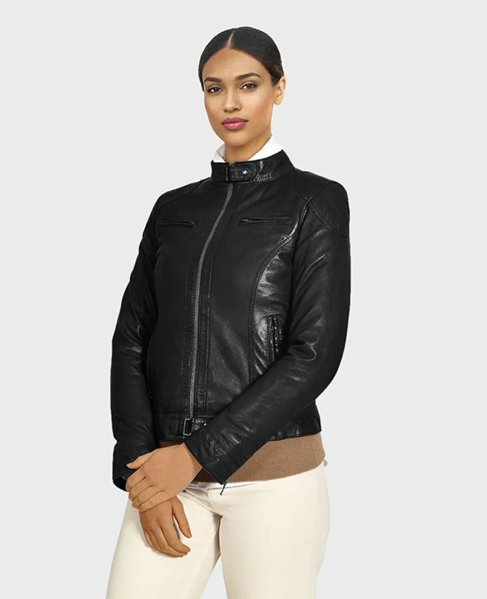 Lina Noir - Veste Courte En Cuir Veritable^OAKWOOD Outlet