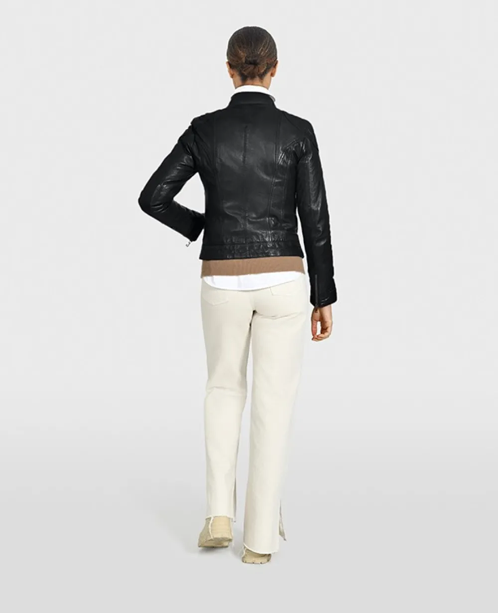 Lina Noir - Veste Courte En Cuir Veritable^OAKWOOD Outlet