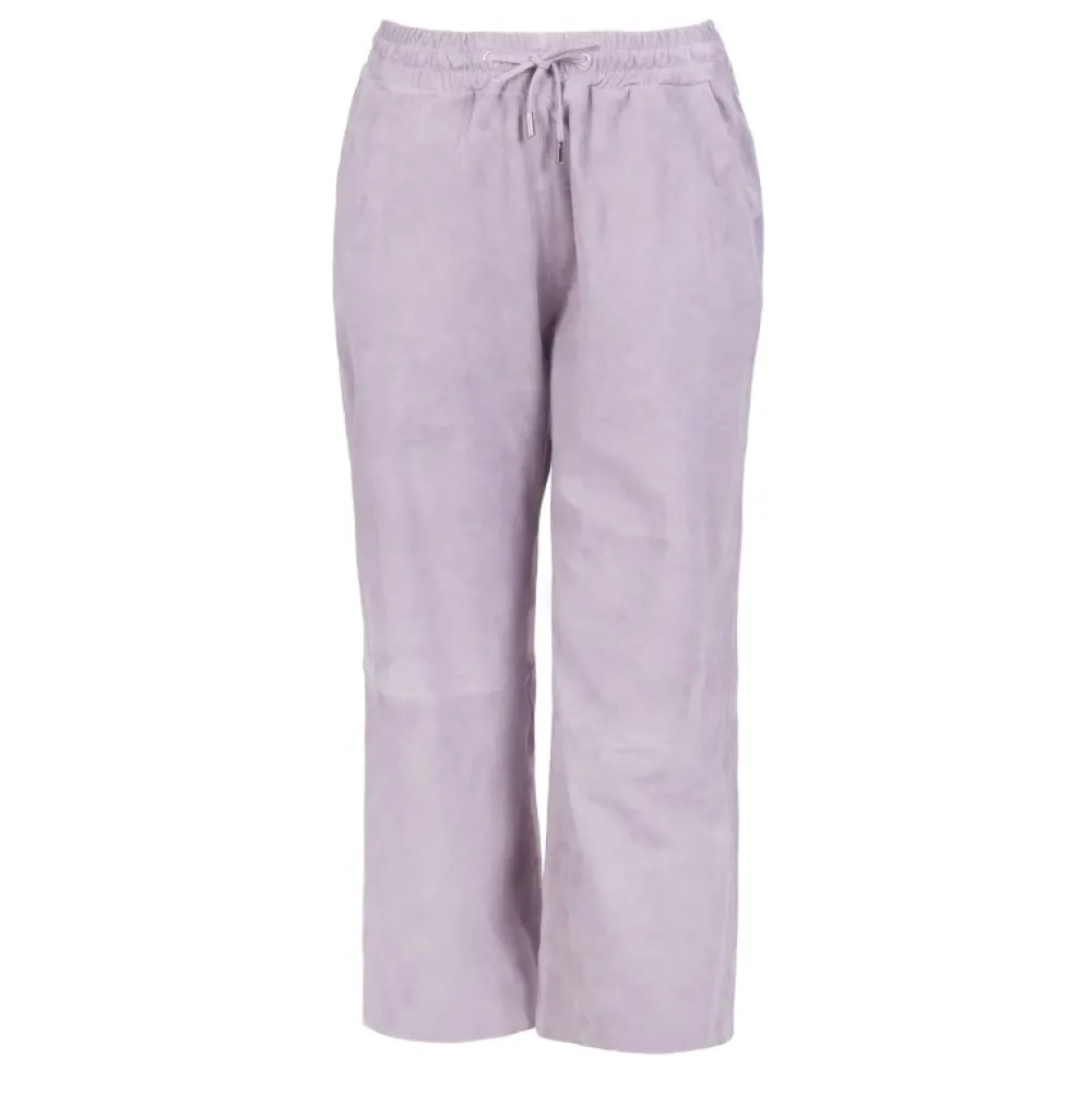 Loft Lilas - Pantalon Court En Cuir Veritable De Chevre Velours^OAKWOOD New