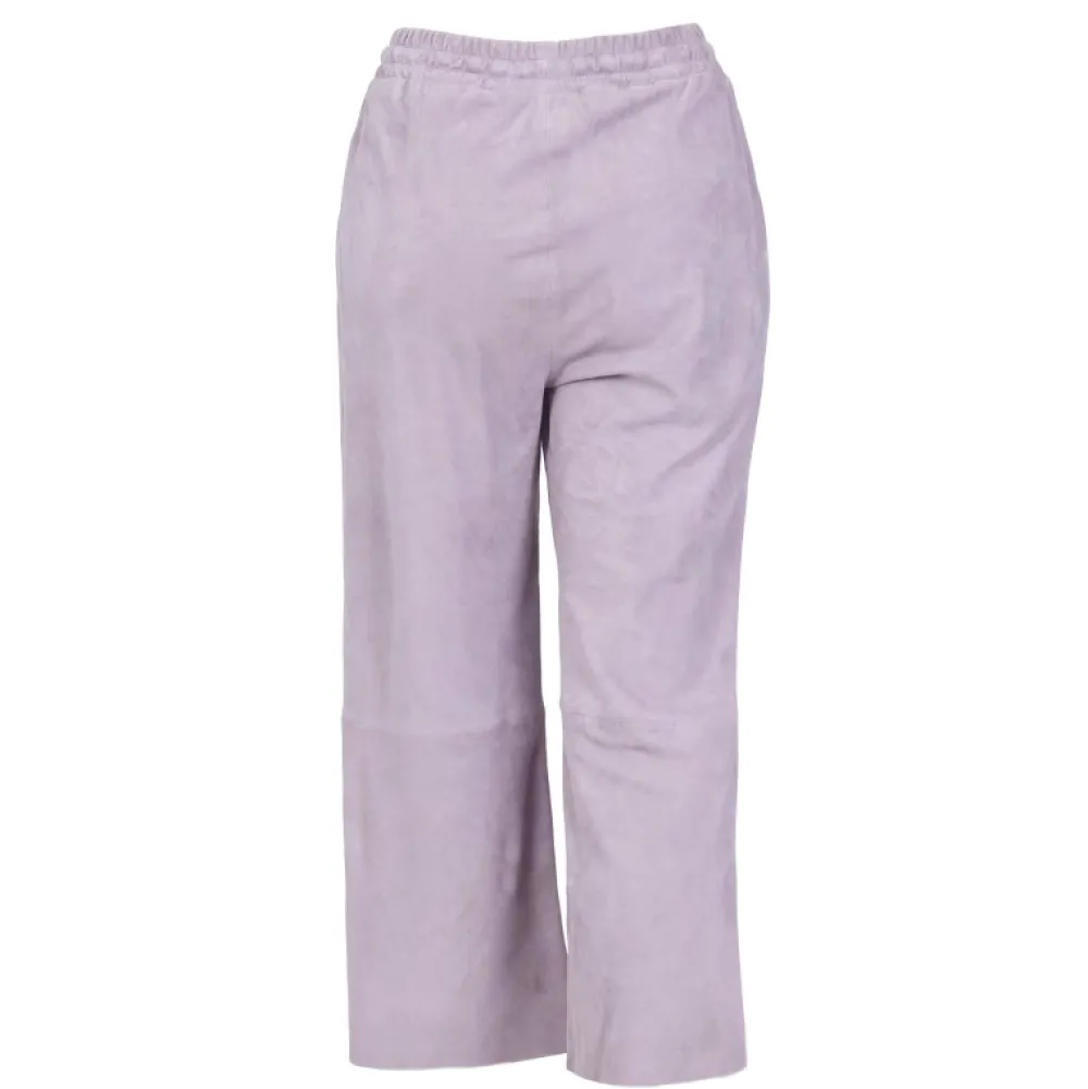 Loft Lilas - Pantalon Court En Cuir Veritable De Chevre Velours^OAKWOOD New