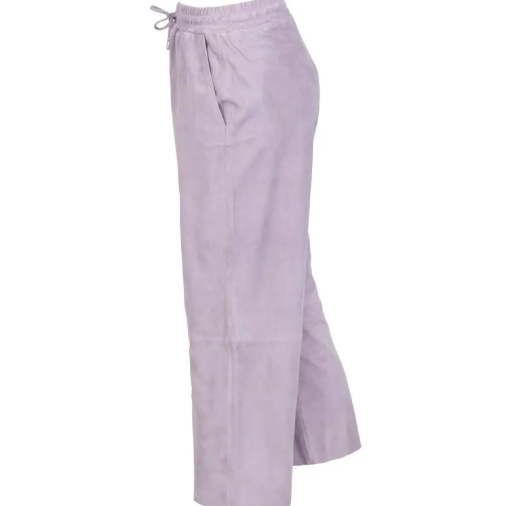 Loft Lilas - Pantalon Court En Cuir Veritable De Chevre Velours^OAKWOOD New