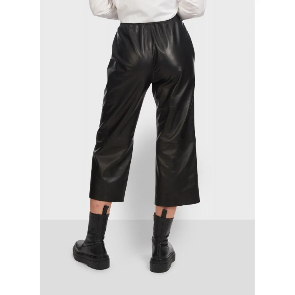 Loft Noir - Pantalon Court En Cuir Veritable^OAKWOOD Cheap