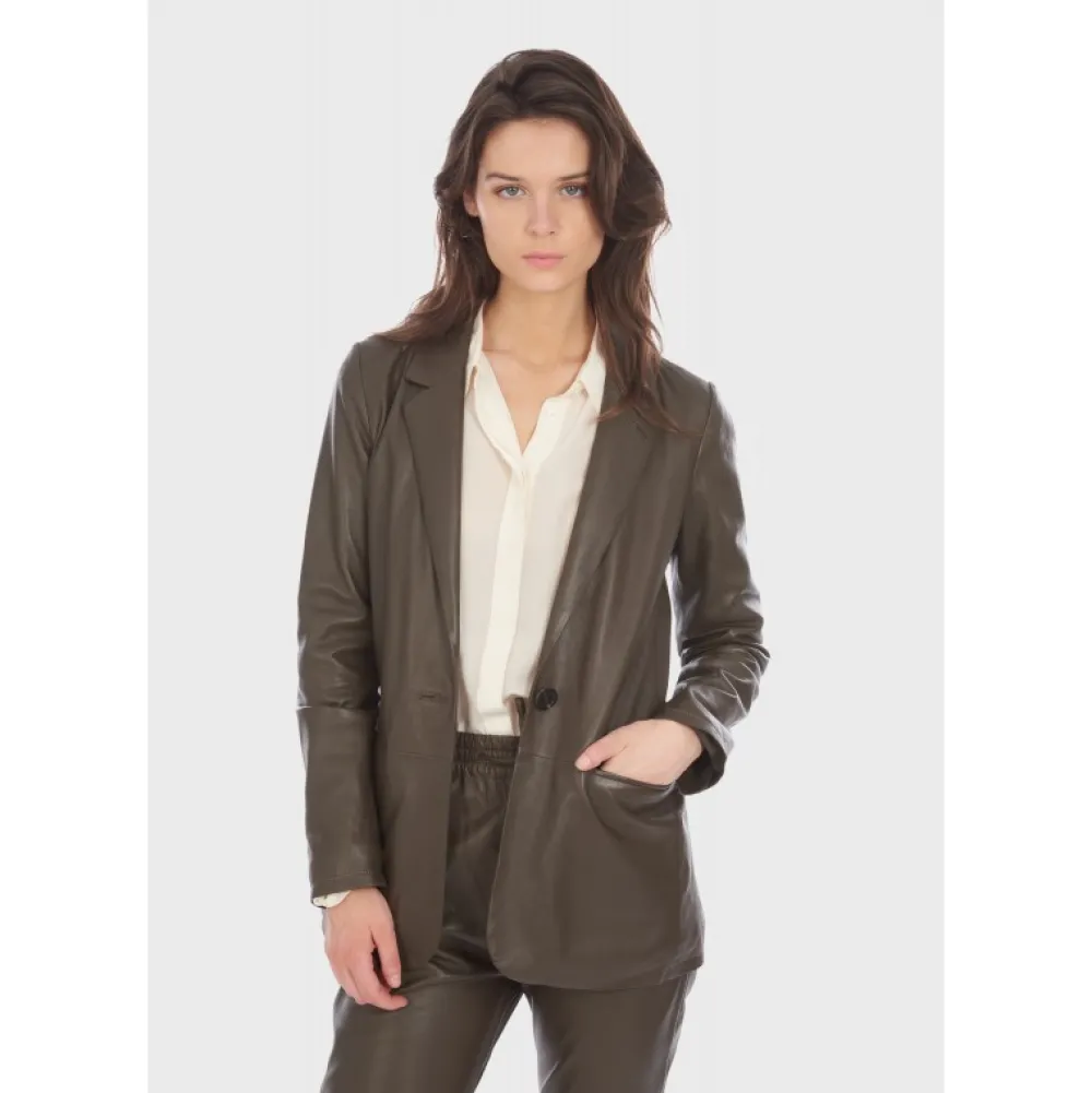 Meg Marron- Blazer En Cuir Veritable De Mouton^OAKWOOD Cheap