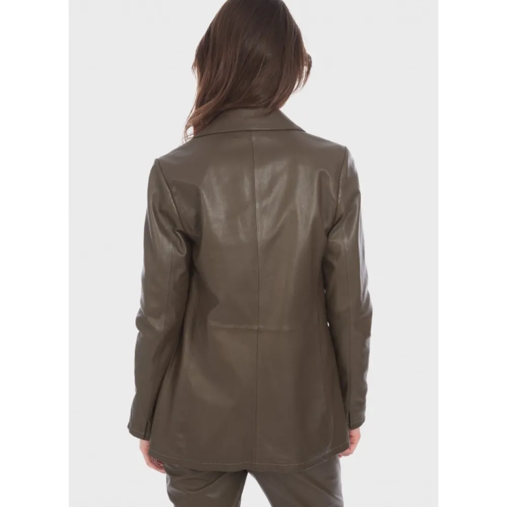 Meg Marron- Blazer En Cuir Veritable De Mouton^OAKWOOD Cheap