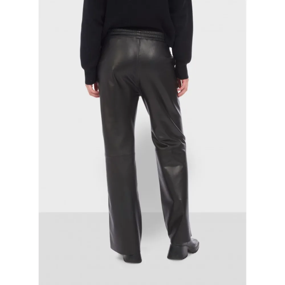 Mila Noir - Pantalon Large Taille Haute En Cuir Veritable^OAKWOOD Cheap