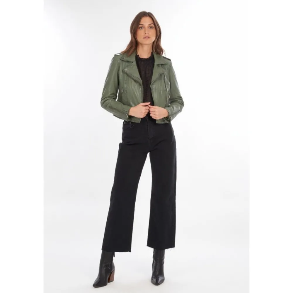 Nikko Amande - Blouson Court En Cuir Veritable Effet Lave^OAKWOOD Clearance