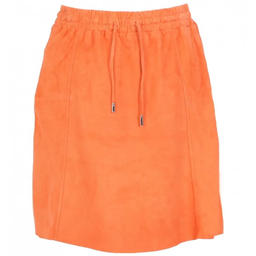 Nina Corail - Jupe Courte En Cuir Veritable De Chevre Velours^OAKWOOD Best Sale