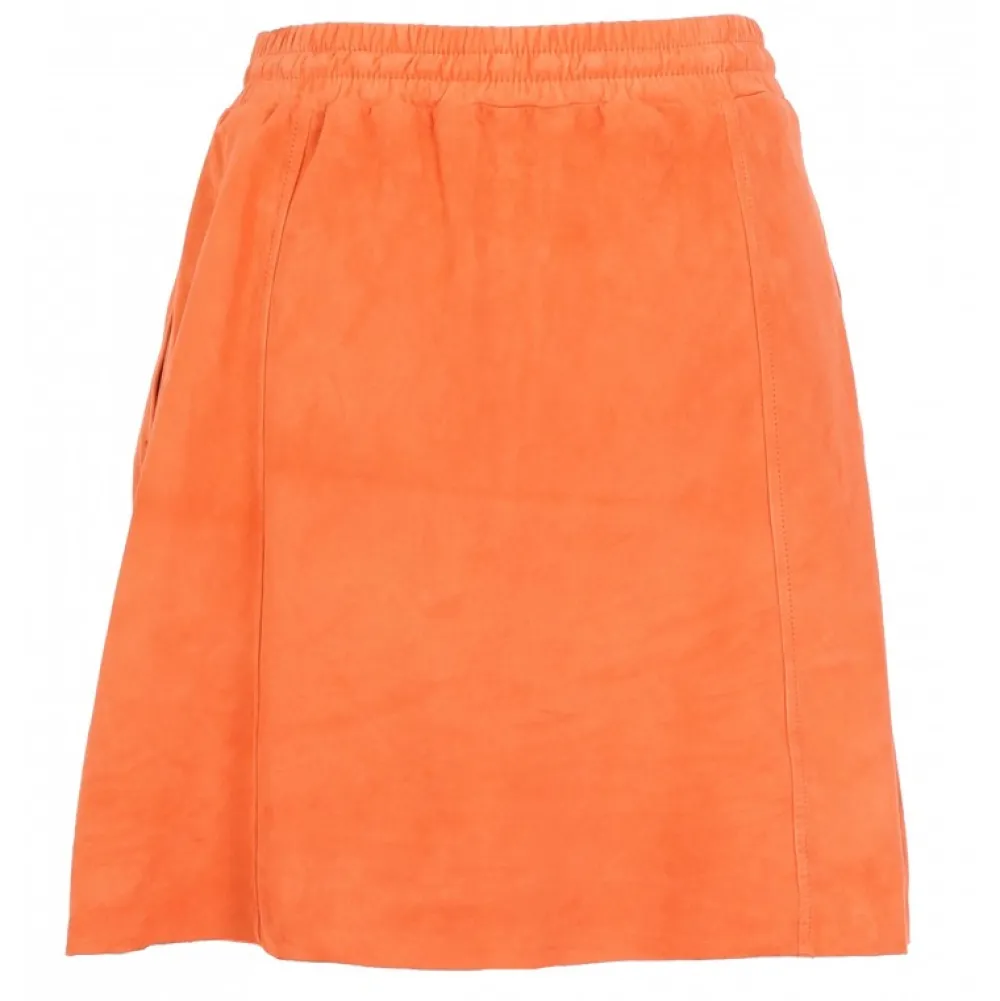 Nina Corail - Jupe Courte En Cuir Veritable De Chevre Velours^OAKWOOD Best Sale