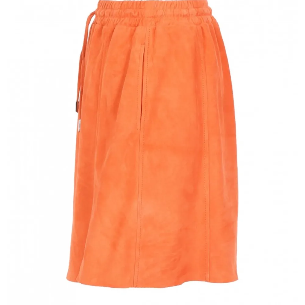 Nina Corail - Jupe Courte En Cuir Veritable De Chevre Velours^OAKWOOD Best Sale