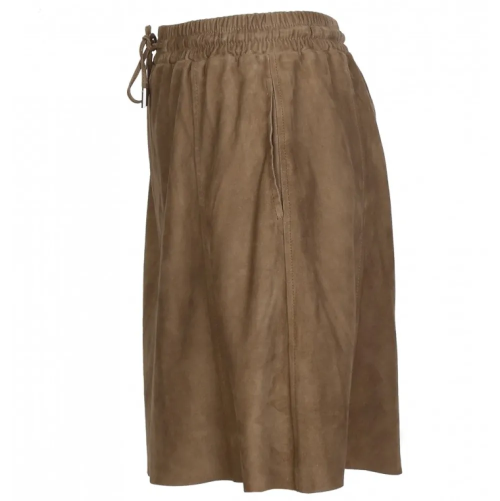 Nina Marron Clair - Jupe Courte En Cuir Veritable De Chevre Velours^OAKWOOD Store