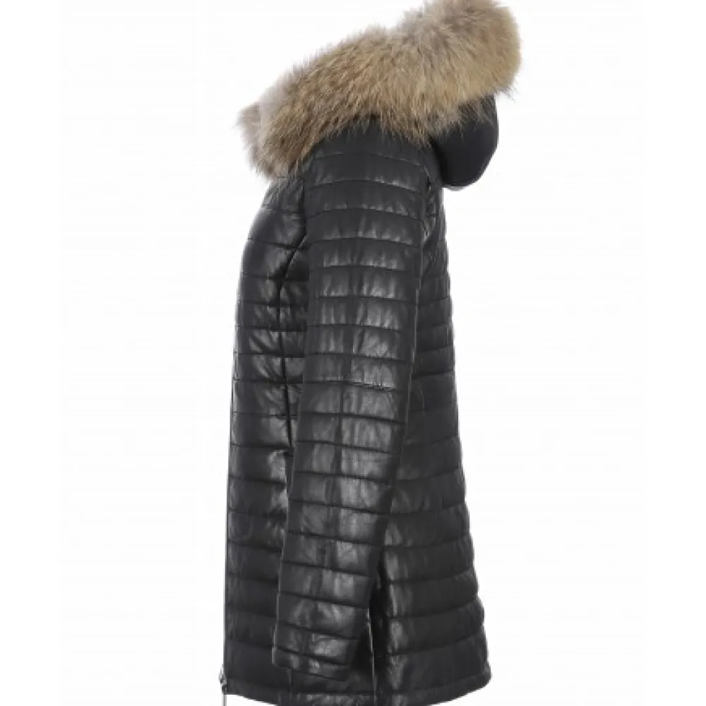 Poppy Noir - Doudoune Longue En Cuir Veritable^OAKWOOD Clearance