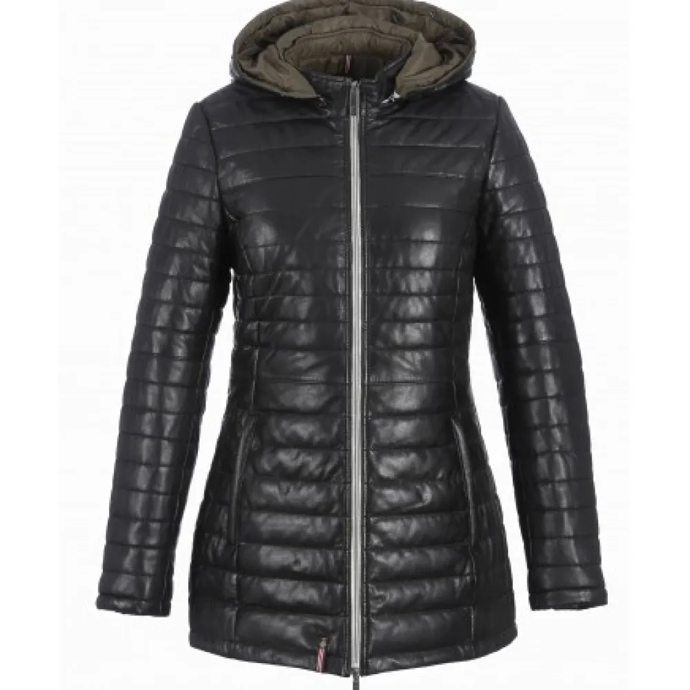Poppy Noir - Doudoune Longue En Cuir Veritable^OAKWOOD Clearance