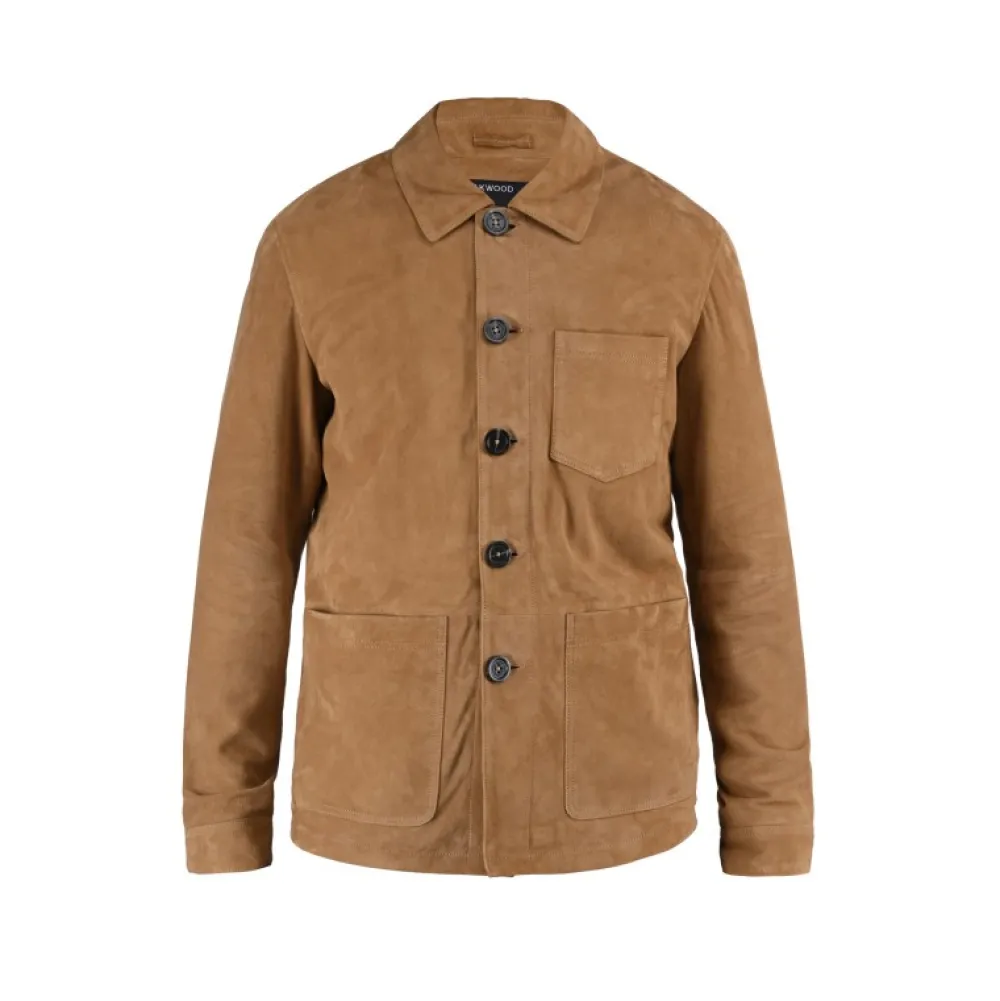 Riccardo Tan - Veste Col Chemise En Cuir Veritable De Chevre Velours^OAKWOOD New