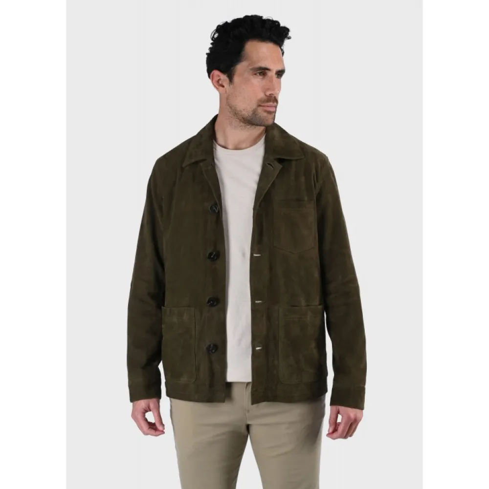 Riccardo Vert Fonce - Veste Col Chemise En Cuir Veritable De Chevre Velours^OAKWOOD Best