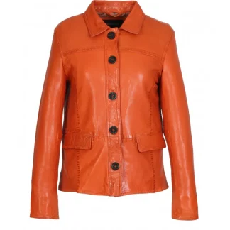 Romana Orange - Veste En Cuir Veritable De Mouton Effet Lave^OAKWOOD Best