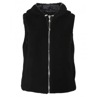 Smiley Noir - Gilet Sans Manche En Fausse Fourrure 100% Laine / Nylon^OAKWOOD Flash Sale