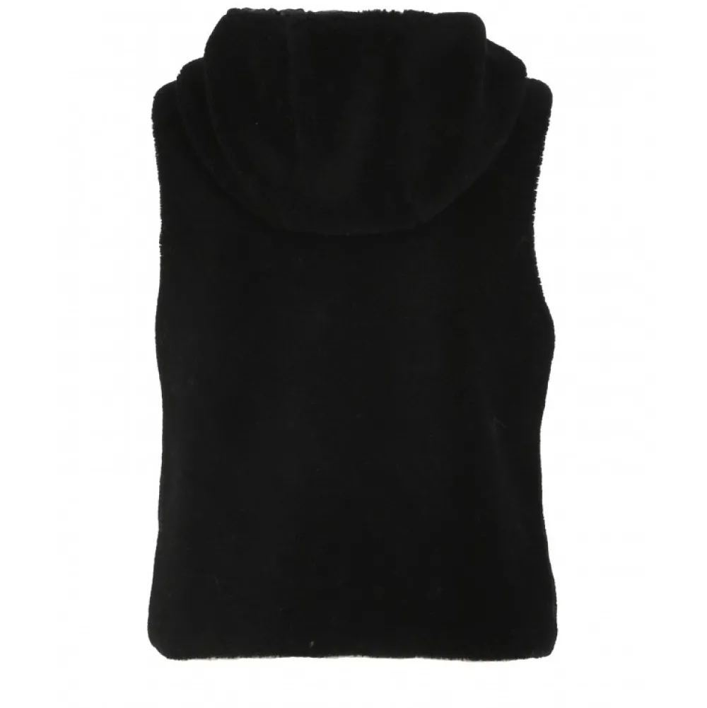 Smiley Noir - Gilet Sans Manche En Fausse Fourrure 100% Laine / Nylon^OAKWOOD Flash Sale