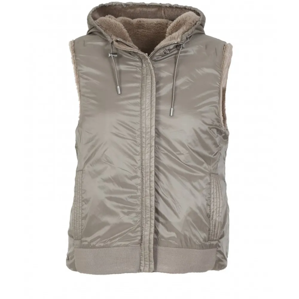 Smiley Taupe - Gilet Sans Manche En Fausse Fourrure 100% Laine / Nylon^OAKWOOD Online