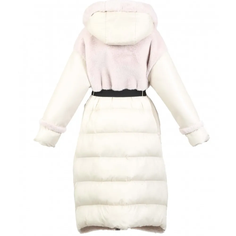 Sofia Coquille - Manteau Long Tri-Matiere Fausse Fourrure / Similicuir / Nylon Doudoune^OAKWOOD Discount