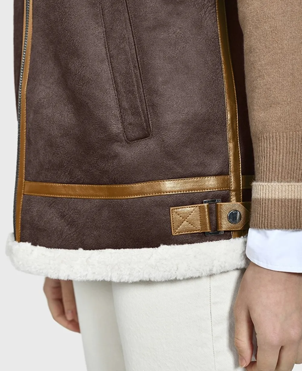 Theatre Marron Vieilli - Veste Effet Peau Retournee Fourrure Synthetique^OAKWOOD Discount