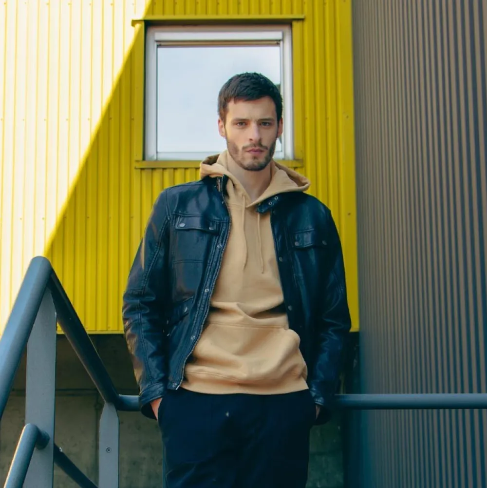 Trucker Noir - Blouson Col Haut En Cuir Veritable^OAKWOOD Best Sale