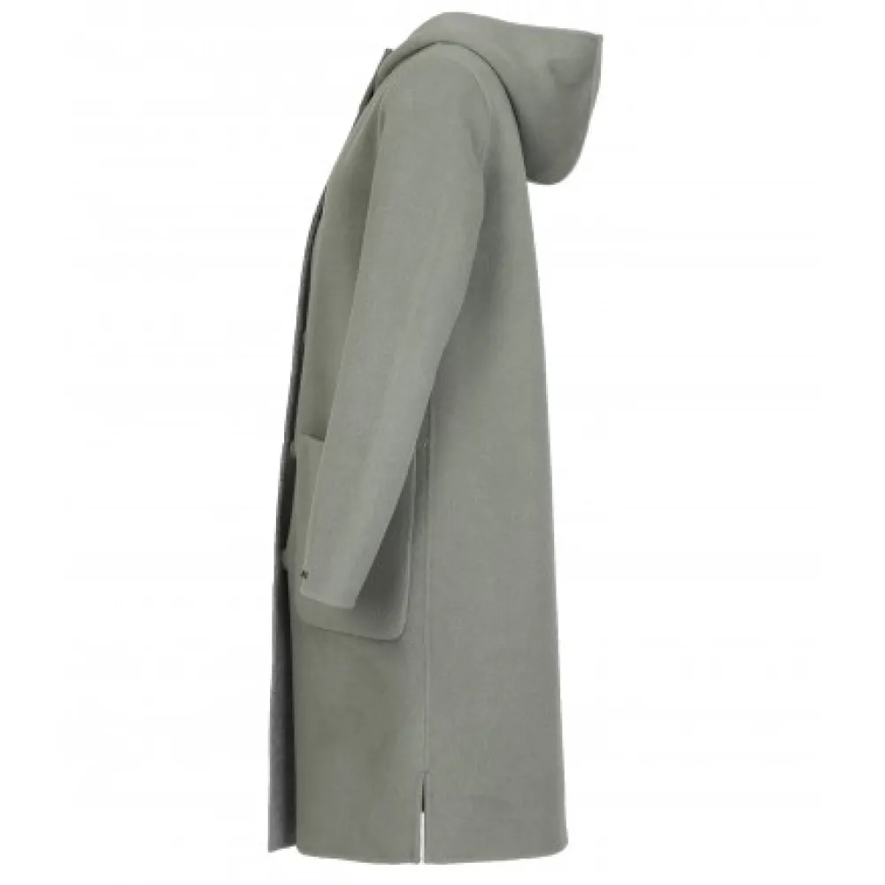 University Bi Amande/Gris Clair - Manteau A Capuche Long En Laine^OAKWOOD Clearance