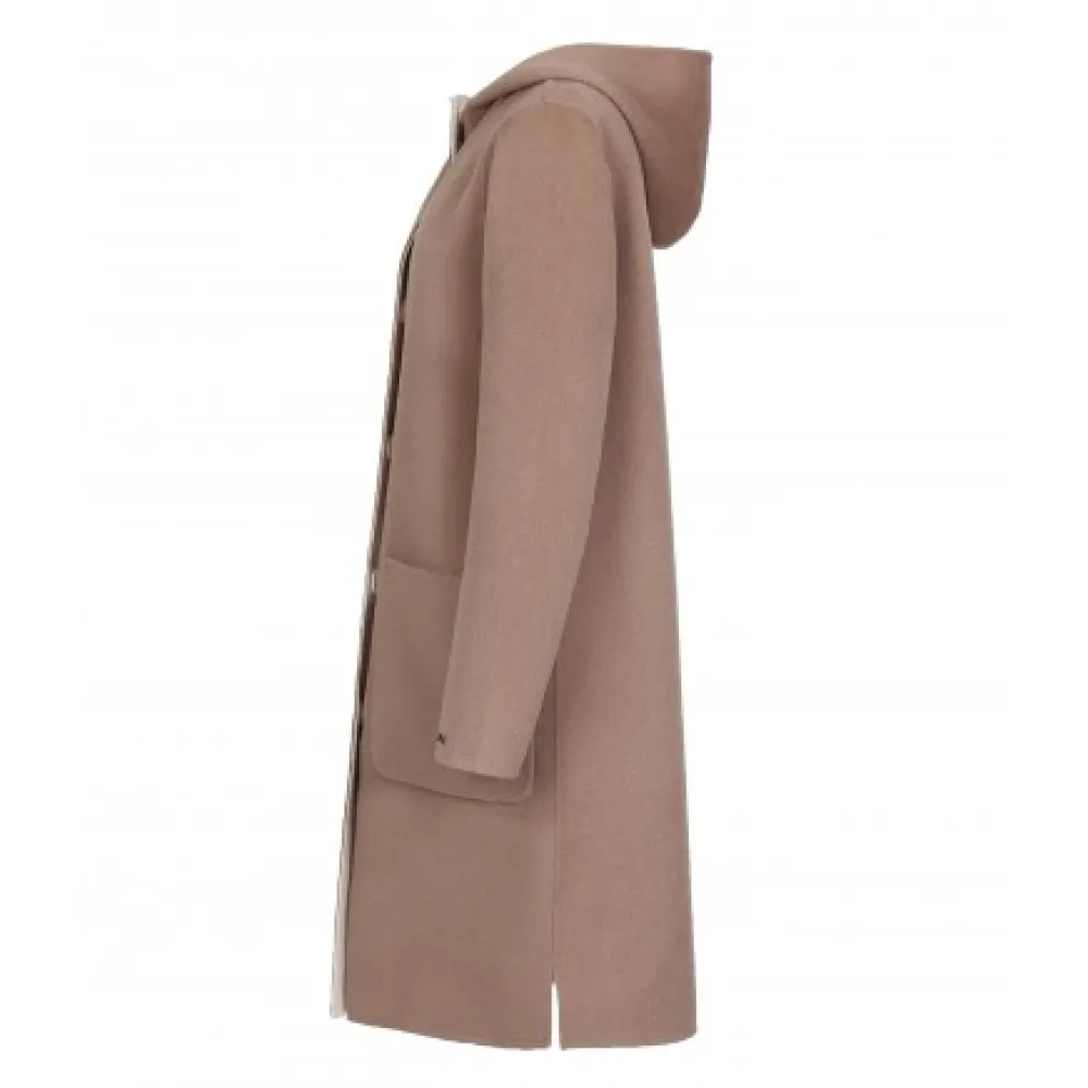 University Bi Taupe/Beige Clair - Manteau A Capuche Long En Laine^OAKWOOD Best Sale