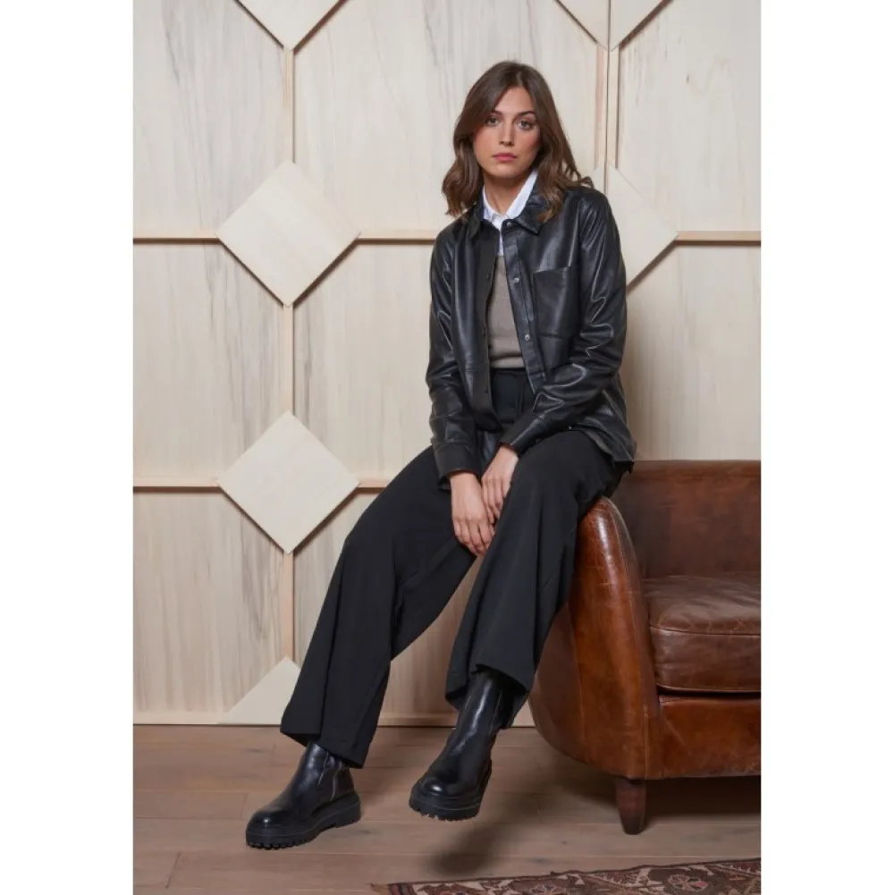 Valentina Noir - Chemise En Cuir Veritable Poche Plaquee^OAKWOOD Hot