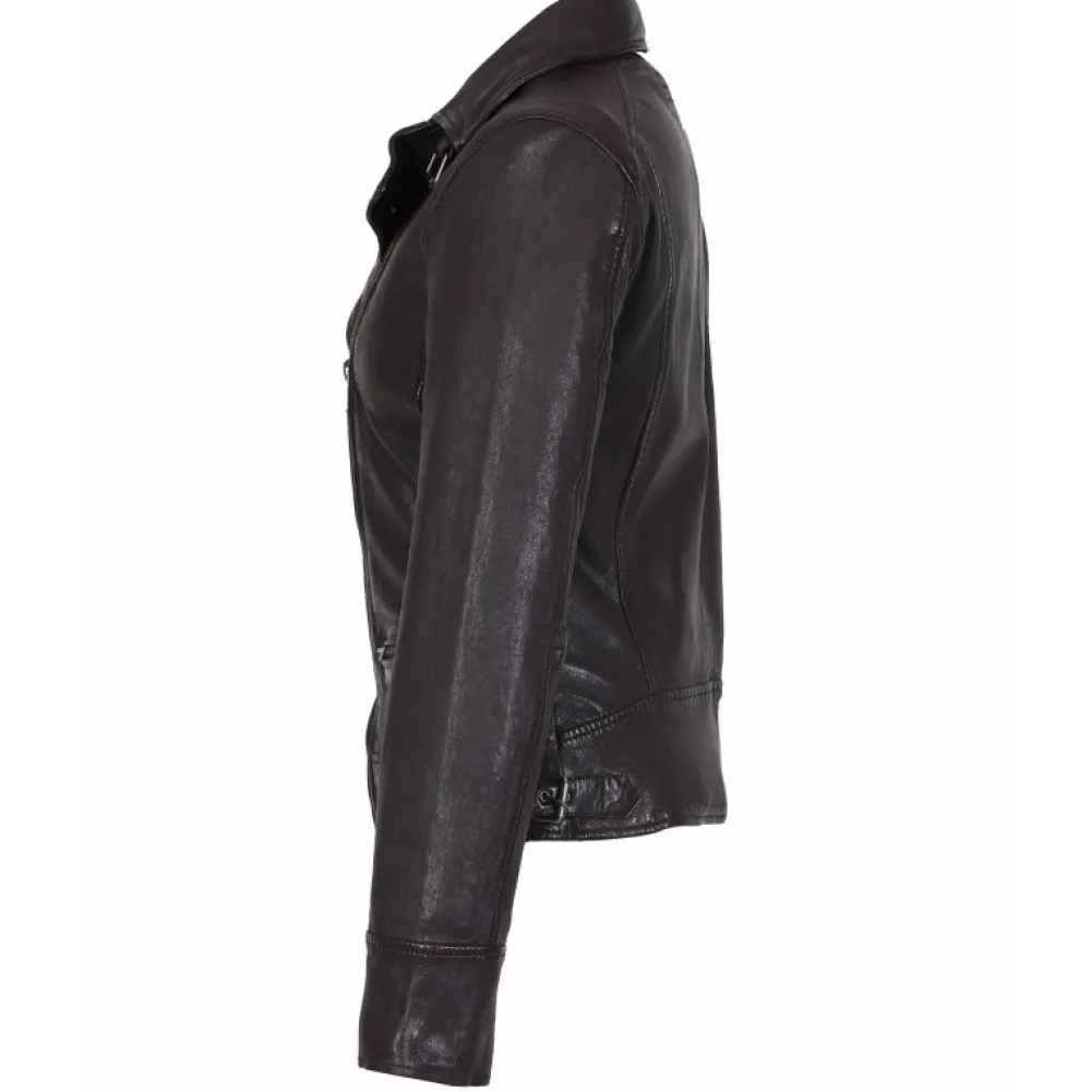 Video Violet - Blouson En Cuir Veritable Effet Lave^OAKWOOD Best