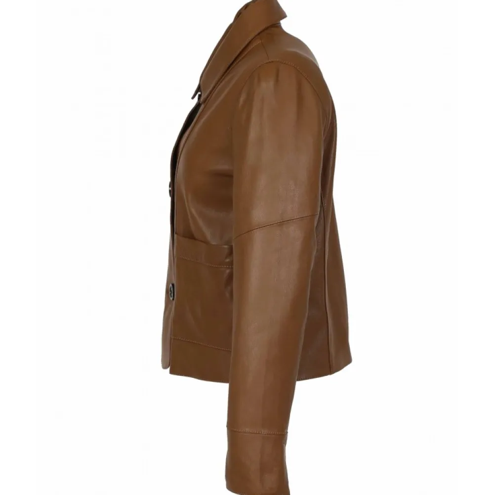 Volga Fauve - Veste Courte En Cuir Veritable^OAKWOOD Cheap