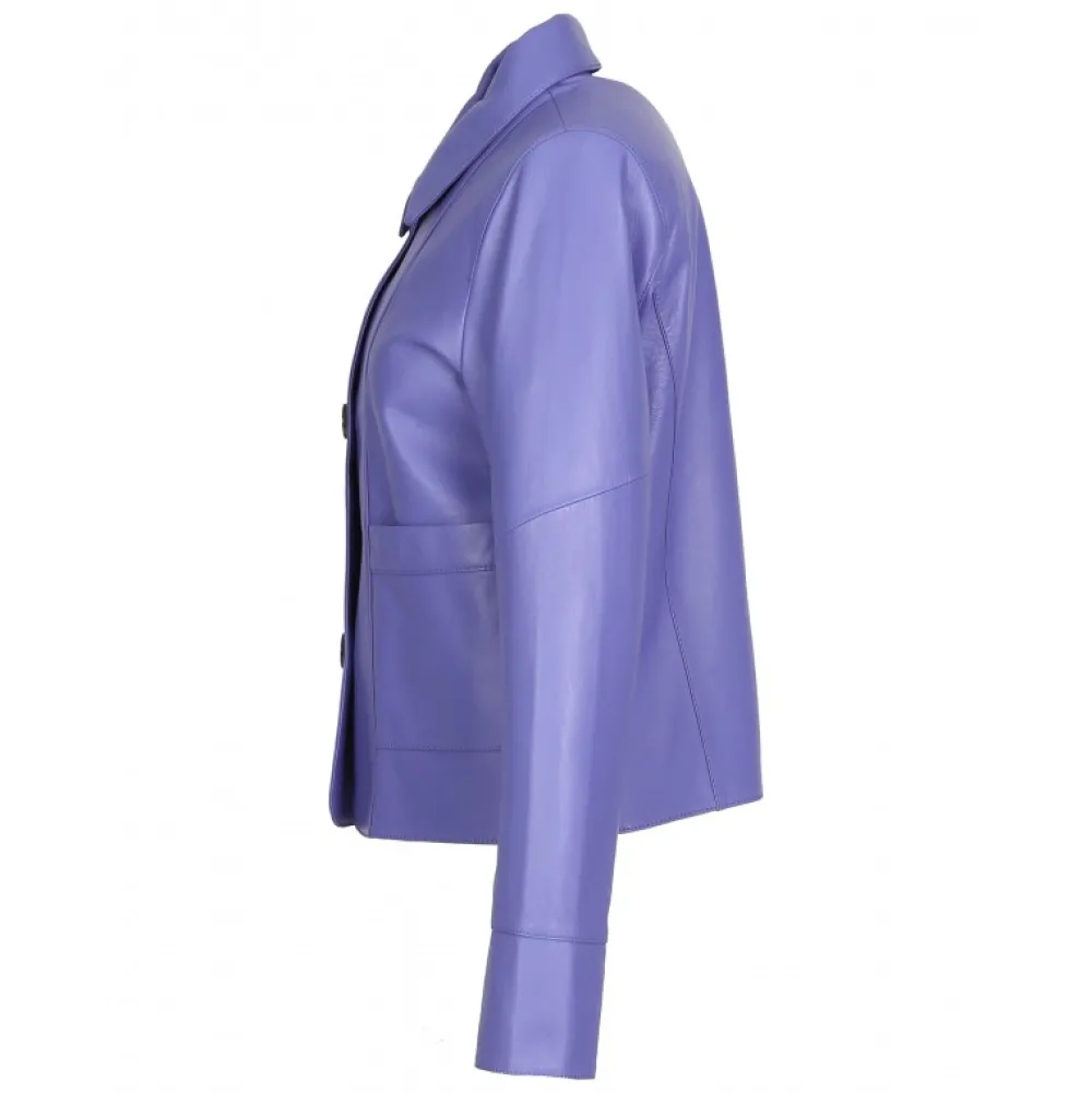 Volga Indigo - Veste Courte En Cuir Veritable^OAKWOOD Clearance