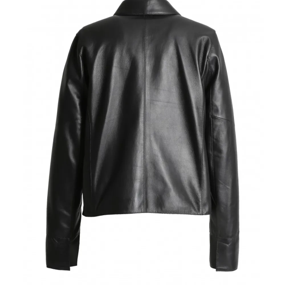 Volga Noir - Veste Courte En Cuir Veritable^OAKWOOD Online