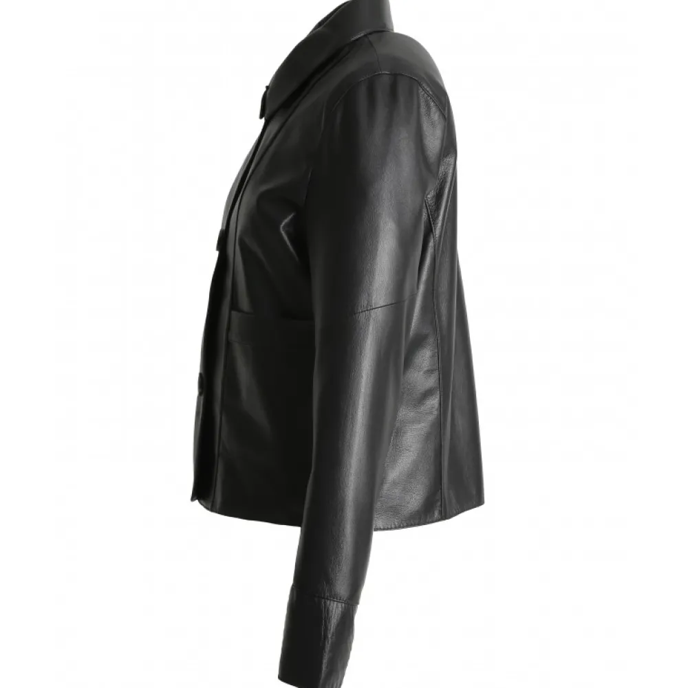 Volga Noir - Veste Courte En Cuir Veritable^OAKWOOD Online