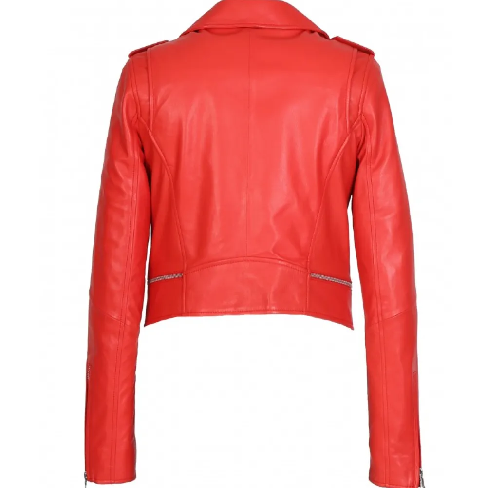 Yoko Rouge Fonce- Blouson Court En Cuir Veritable^OAKWOOD Cheap