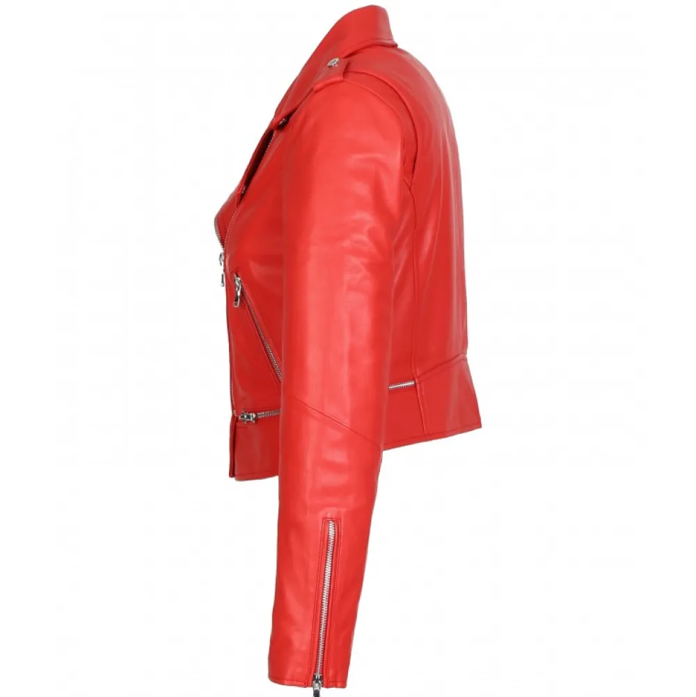 Yoko Rouge Fonce- Blouson Court En Cuir Veritable^OAKWOOD Cheap