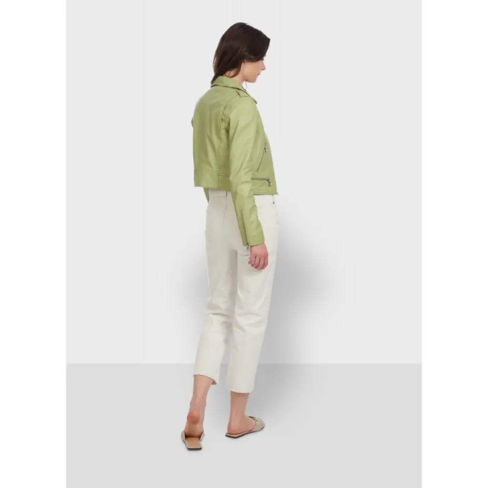 Yoko Vert Clair - Blouson Court En Cuir Veritable^OAKWOOD Cheap